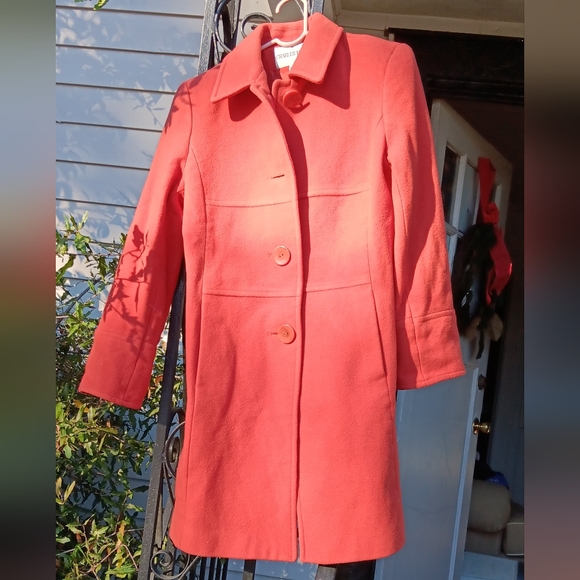 CHARLES KLEIN Orange Long Coat Size 6 - Picture 14 of 14